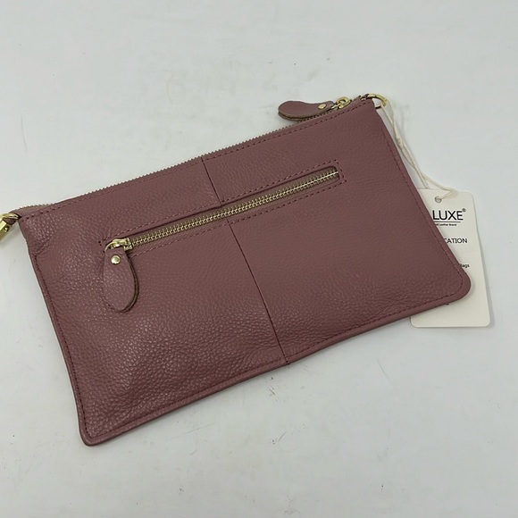 YALUXE Leather Wristlet Clutch Wallet Purse Envelope Style Crossbody Bag Pink - Picture 3 of 8